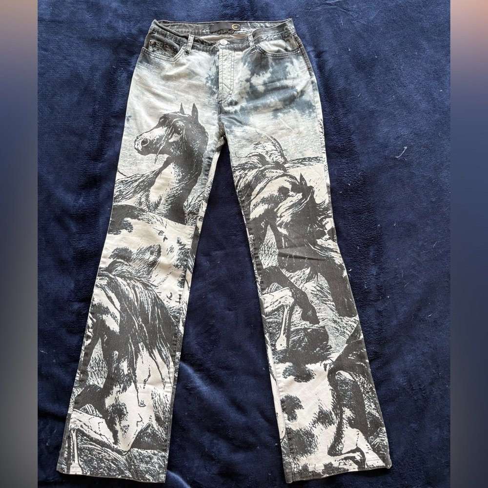 2003 Vintage Just Cavalli Horse Print Jeans